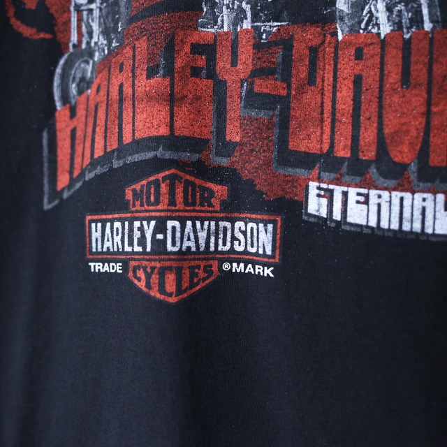 "HARLEY-DAVIDSON" front and back printed XXL over silhouette h/s tee