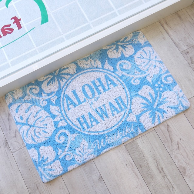 ハワイ 玄関マット ALOHA モンステラ ハイビスカス ウォッシャブルエントランスマット 屋内屋外兼用マット＜BOTANICAL＞