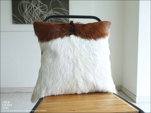 毛皮クッションカバー PUTI-28 天然皮革 北欧 本皮 レザー 正方形 手作り レトロ調 エスニック 45cm×45cm idaputi