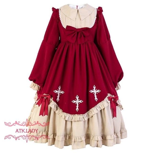 Atk Lady O16 Red And Black Thorns 赤黒の棘 洋風 ドレス ゴスロリ ゴシック ヨーロッパ 欧米風 ビンテージ クラシック 演出 アイドル 赤 黒 豪華 宮廷風 ワンピース ドレス スカート Antithesis King レディースファション部門 Atk Lady