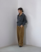 FOURAM - Long-Rib Driver’s Knit :Gray|ドライバーズニット/EXCELLA® Wジップ/フリーサイズ