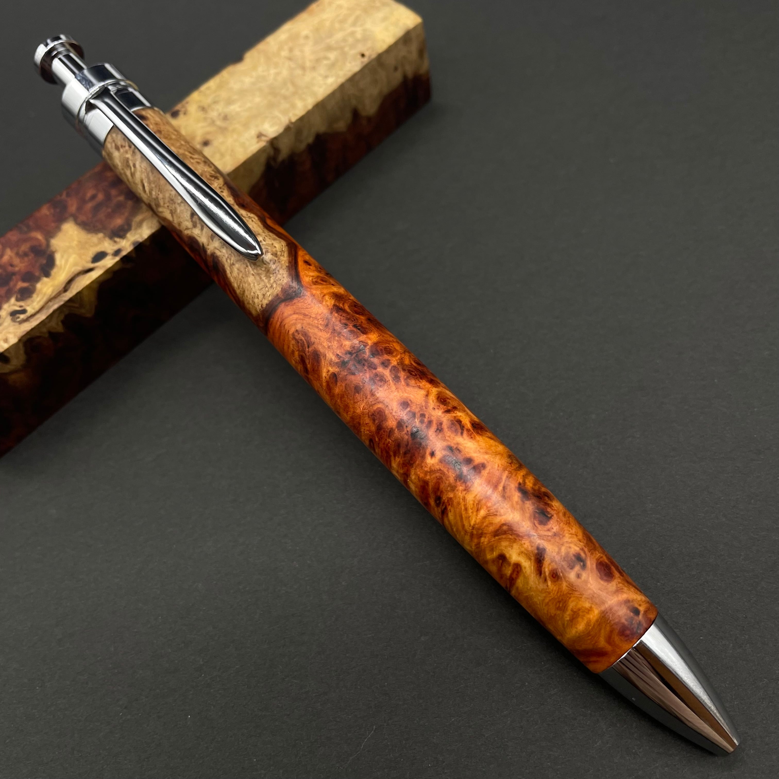 極上杢 アンボイナバール トリコロール】木軸ペン 三神シャープ1000