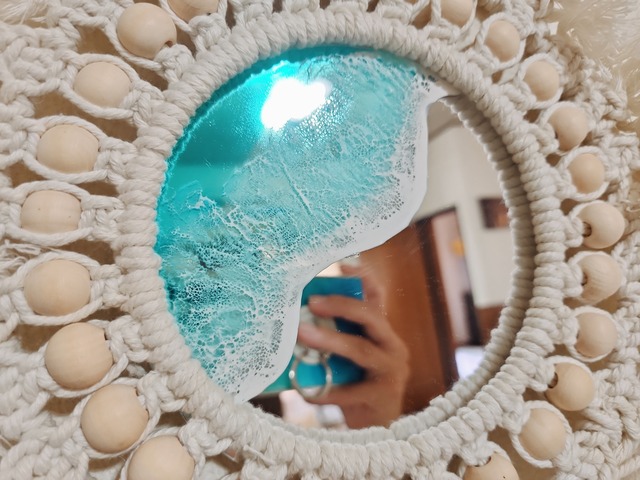 420.オーシャンレジンアート マクラメミラー