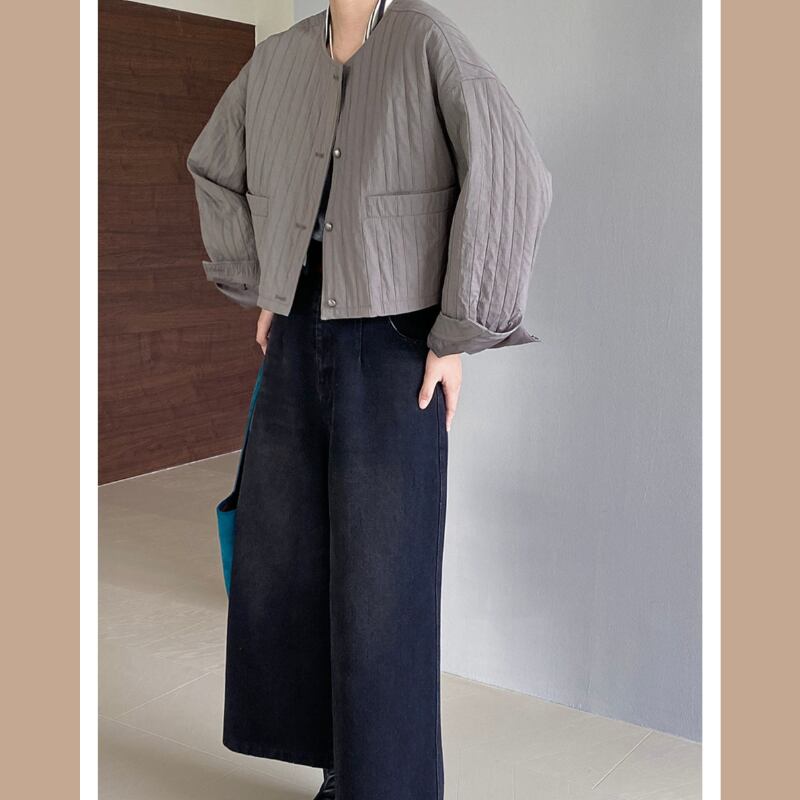 ノーカラーショートジャケット E00424