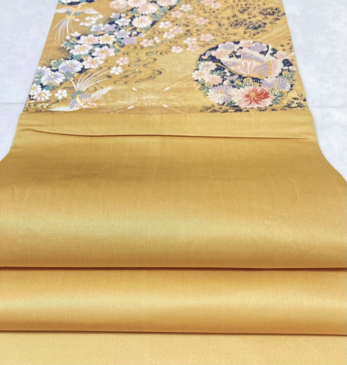 袋帯 金通し 亀甲 菱紋 露芝 観世水紋 金糸 フォーマル NO-1206 袋帯 袋帯 金通し 亀甲 菱紋 露芝 観世水紋 金糸 フォーマル NO-1206 袋帯
