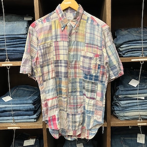1960'S VINTAGE 3点留め PATCHWORK CHECK S/S SHIRT