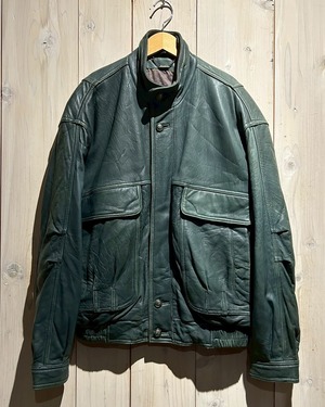【a.k.a.C.a.k.a vintage】Beautiful Green Color Vintage Loose Leather Jacket