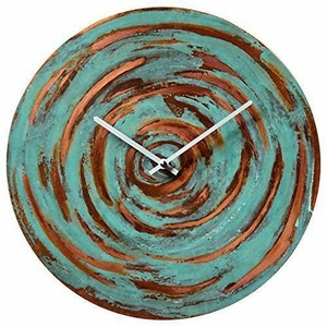 インテリア　メタルクロック Turquoise Round Copper Rustic Wall Clock 12-inch -