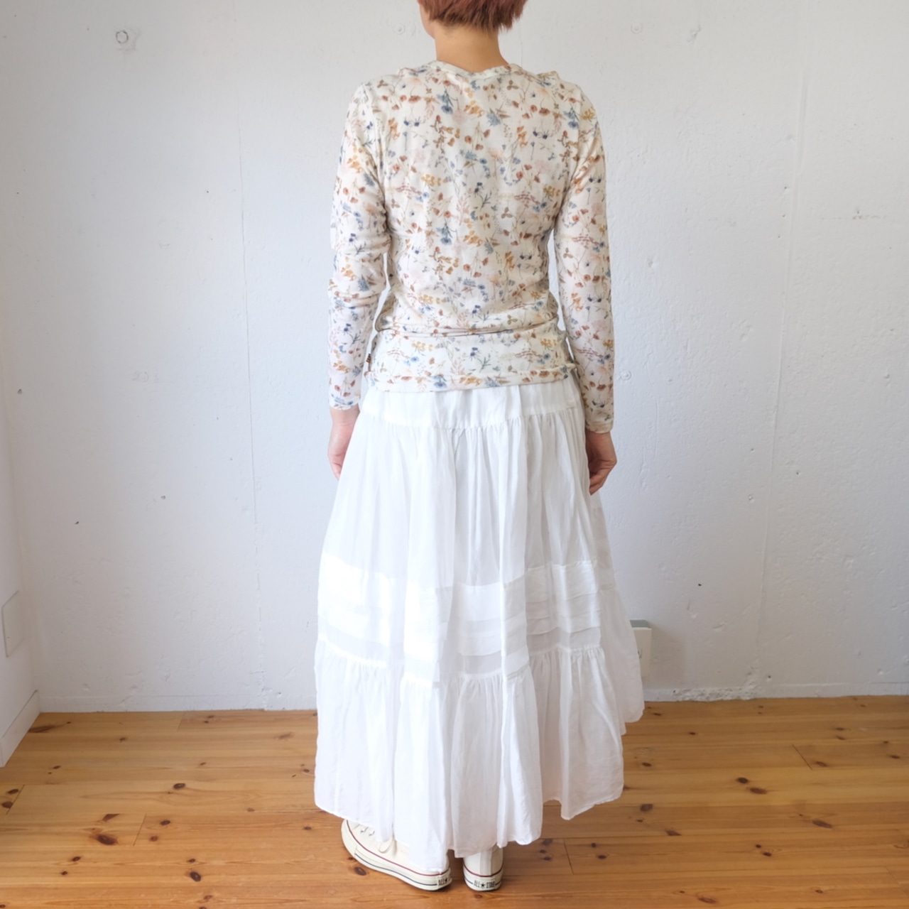 JOHA(ヨハ)KIDS-Blouse/flora メリノウール100% プリント長袖Tシャツ