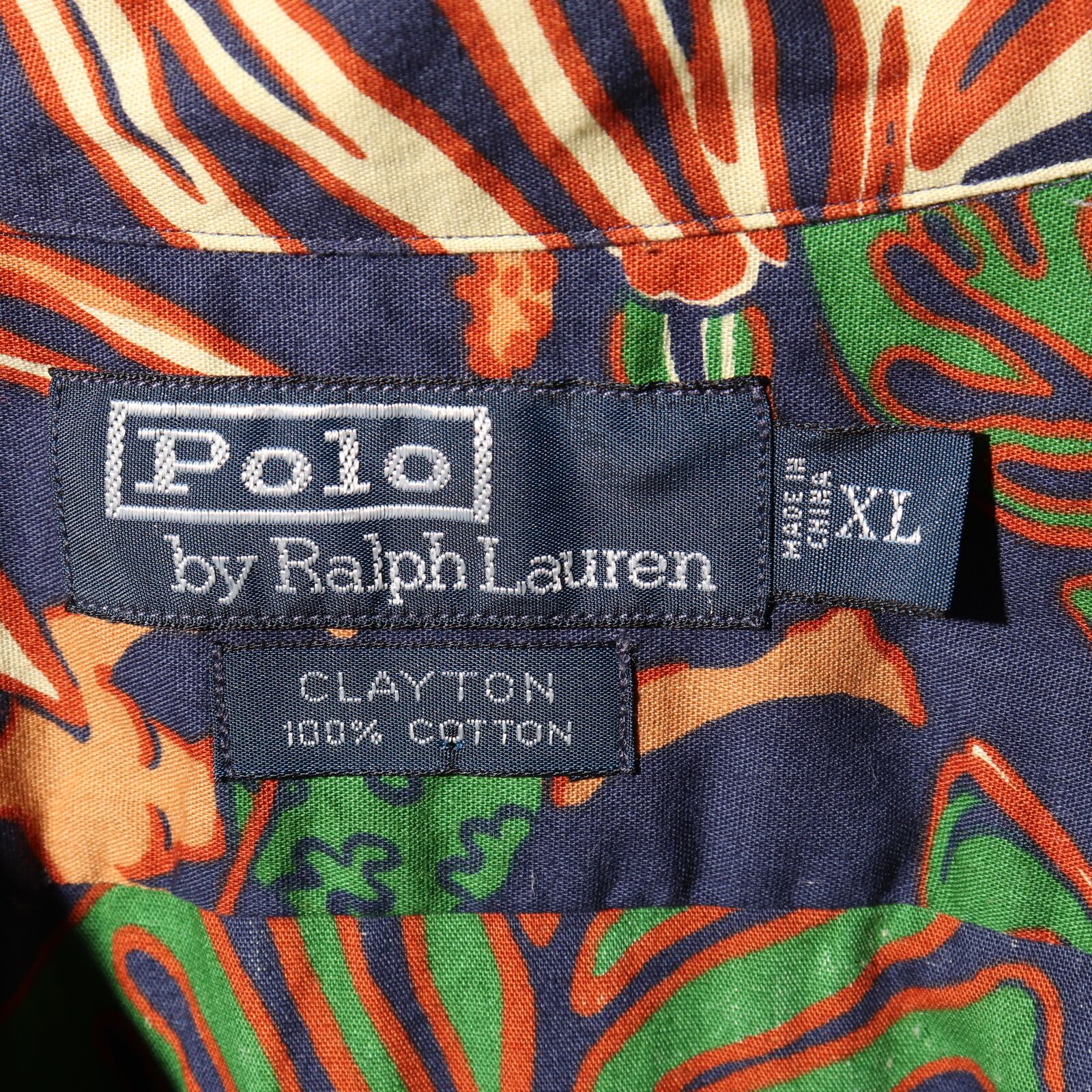 極美品 XL 半袖開襟 アロハ シャツ ポロラルフローレン 総柄 ネイビー  