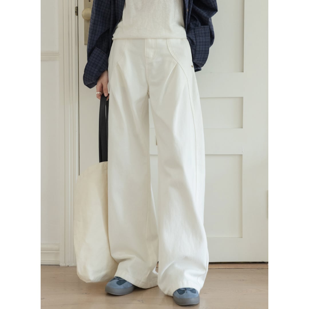 tuck design wide pants