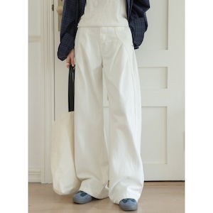 tuck design wide pants