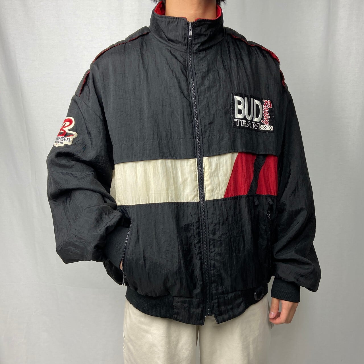 90年代 USA製 Budweiser バドワイザー ナイロンジャケット レーシング 