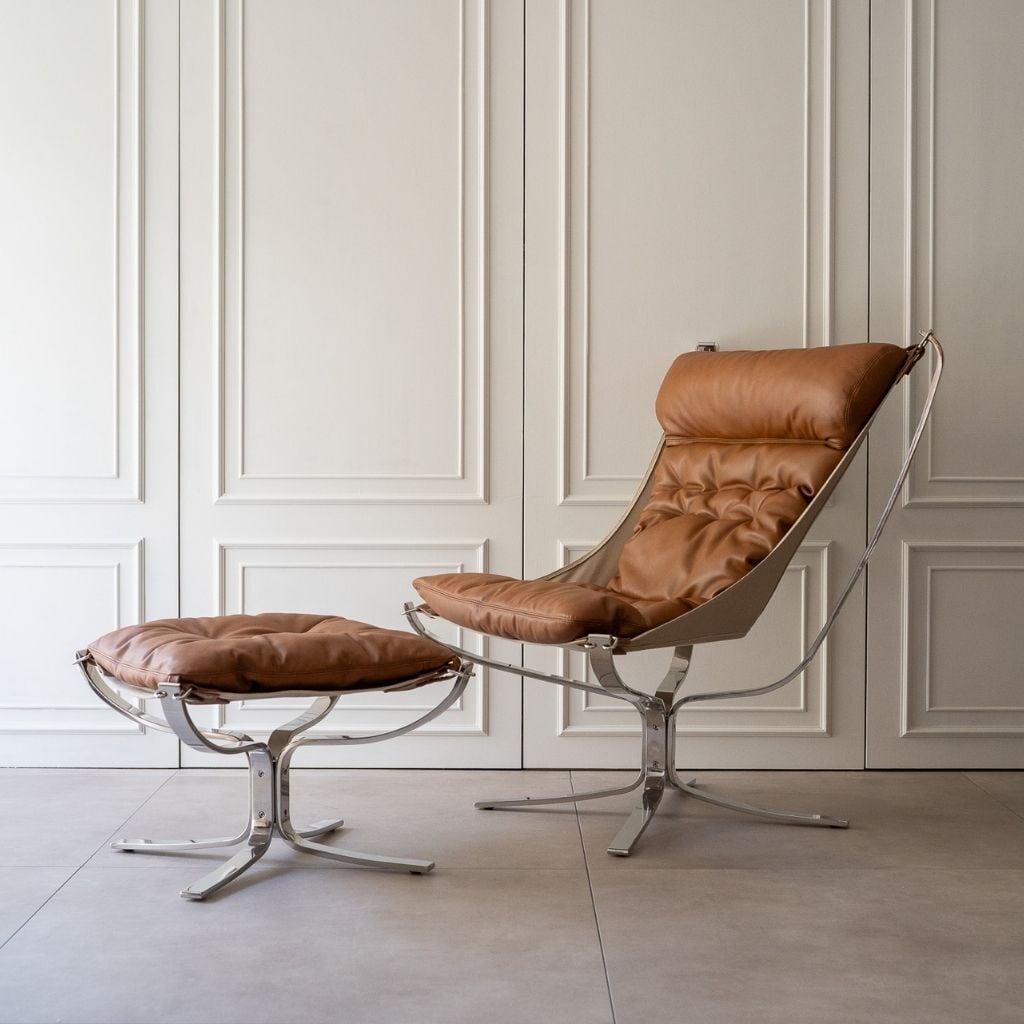 Falcon Chair Ottoman Set Oil-Leather Brown / ファルコンチェア