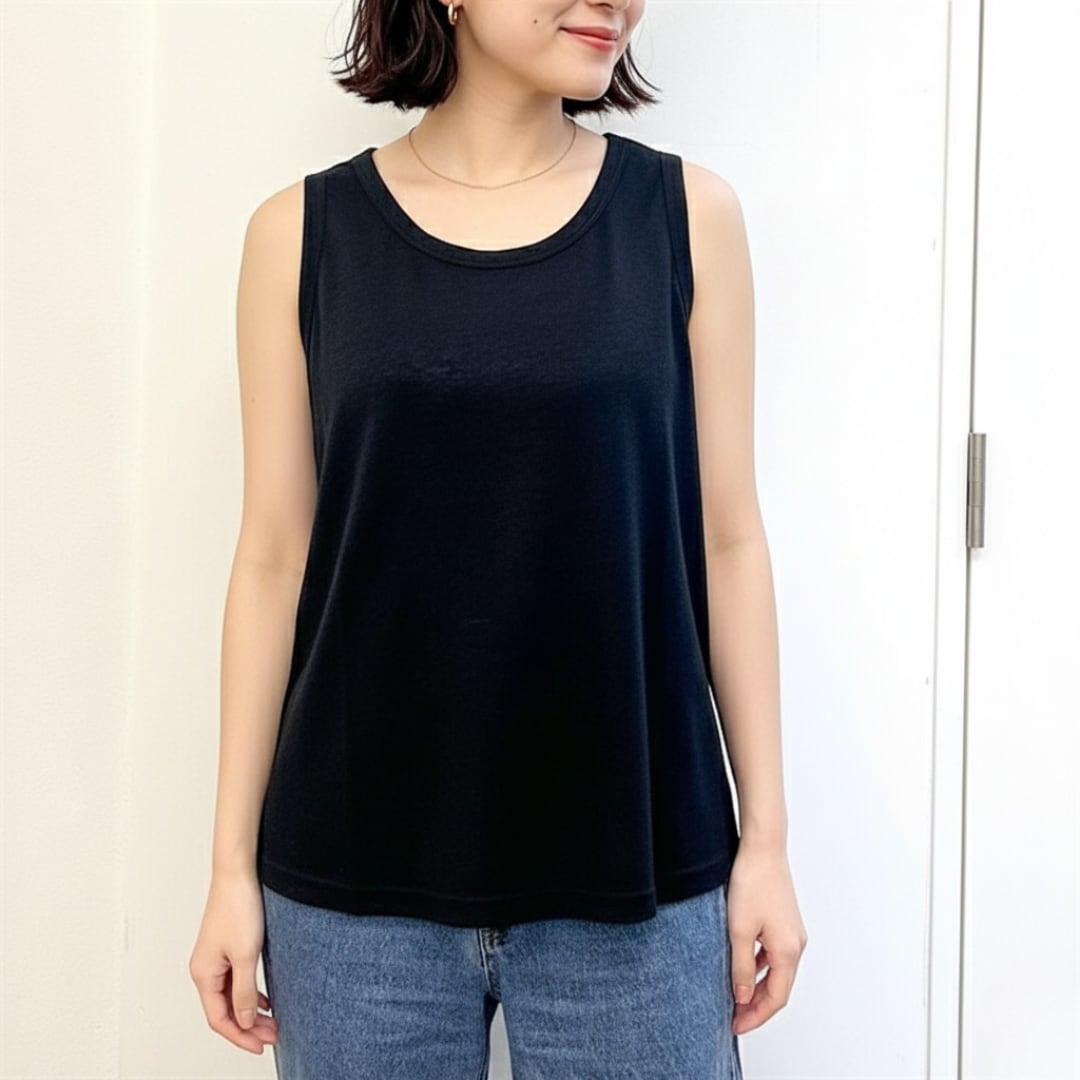 【nofl】リネンジャージタンクトップ｜日本製