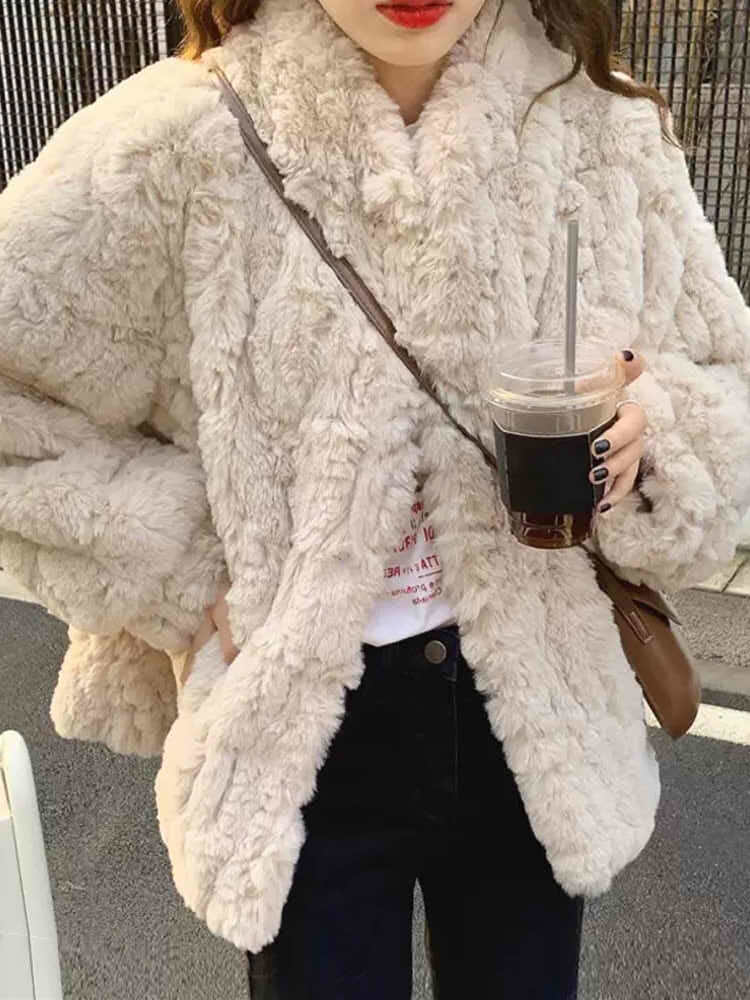 ファー 毛皮コート ショート丈 Lサイズ程度 ホワイト系