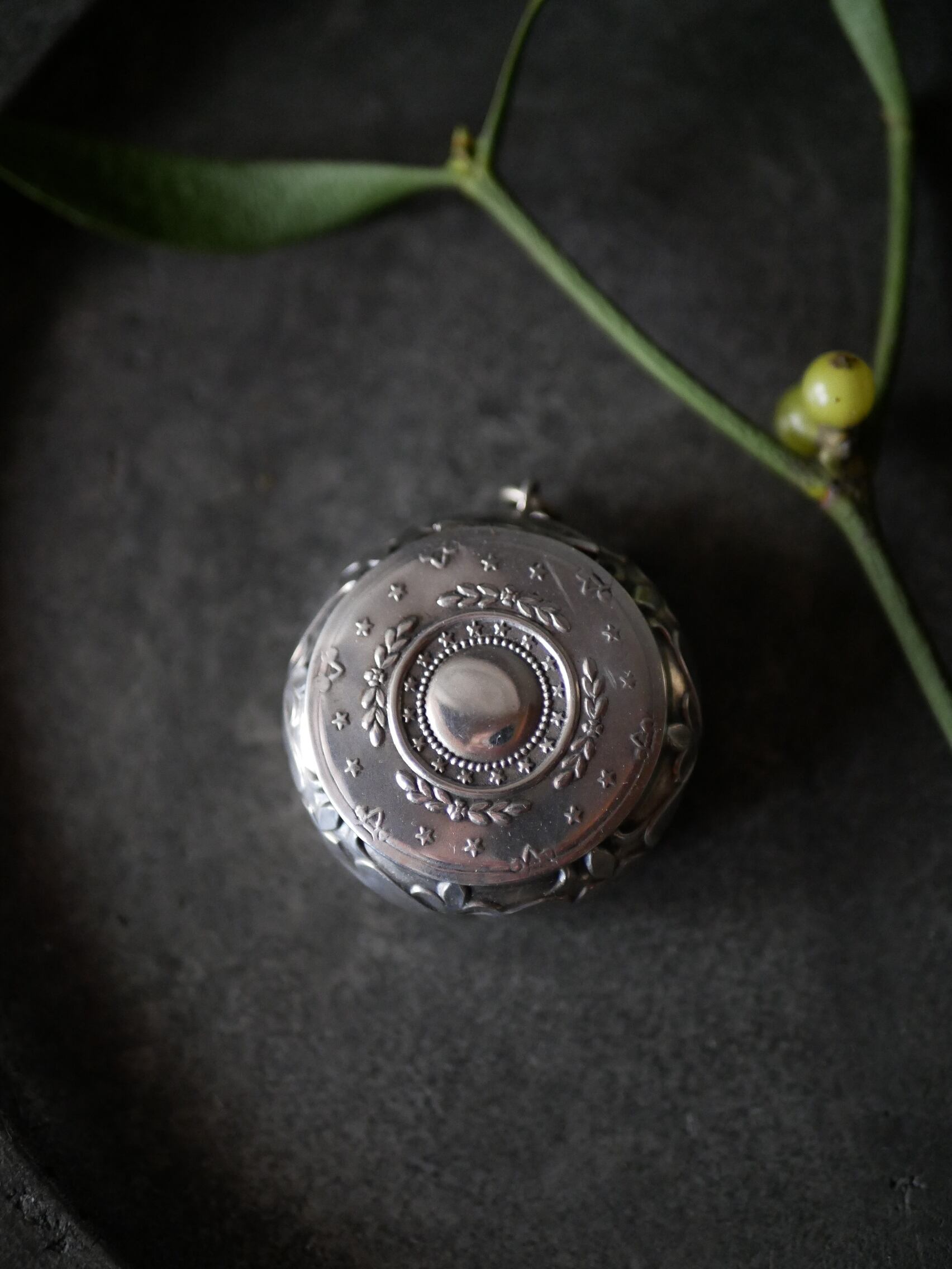 プドリエ コンパクトケース ミラー付き フランスアンティーク ブロカントのある暮らし