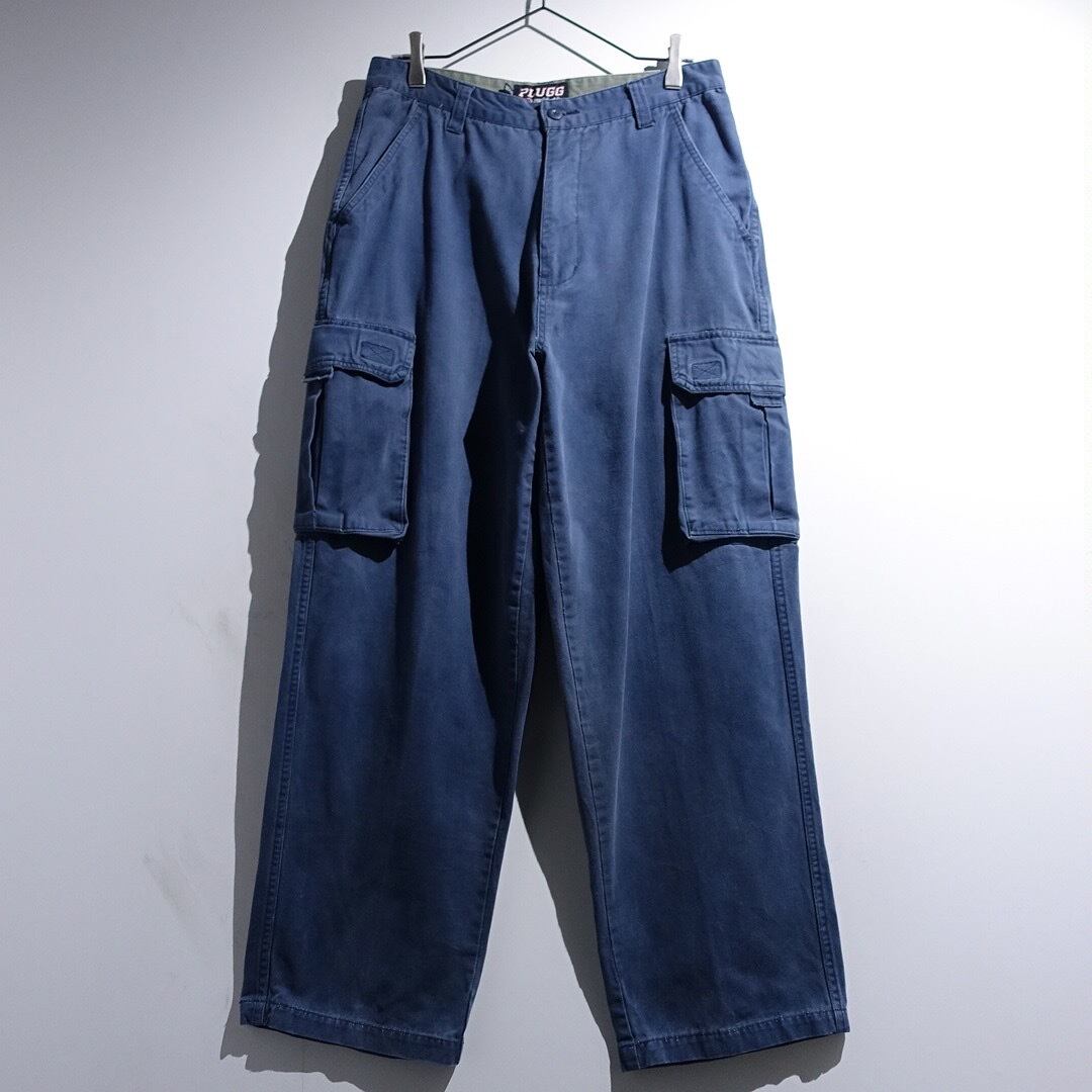 90s Faded Blue Wide Straight Cargo Pants
