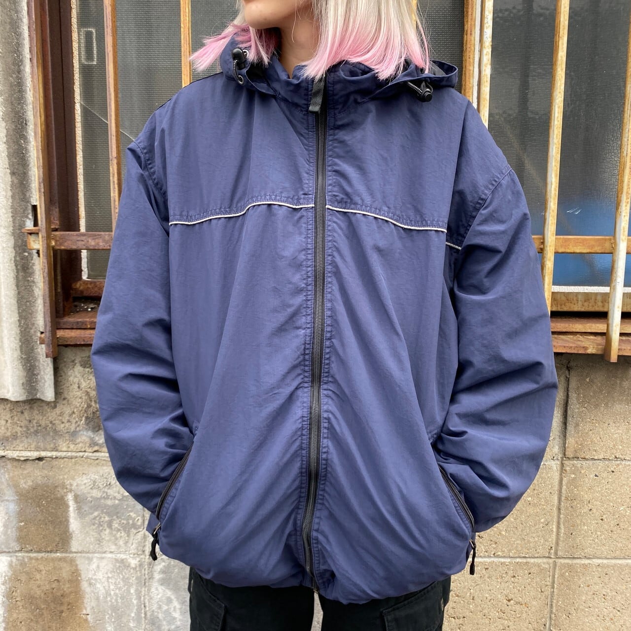 Old Gap オールドギャップ フード収納型 ナイロンジャケット メンズl相当 古着 ネイビー 紺色 ナイロンジャケット Cave 古着屋 公式 古着通販サイト