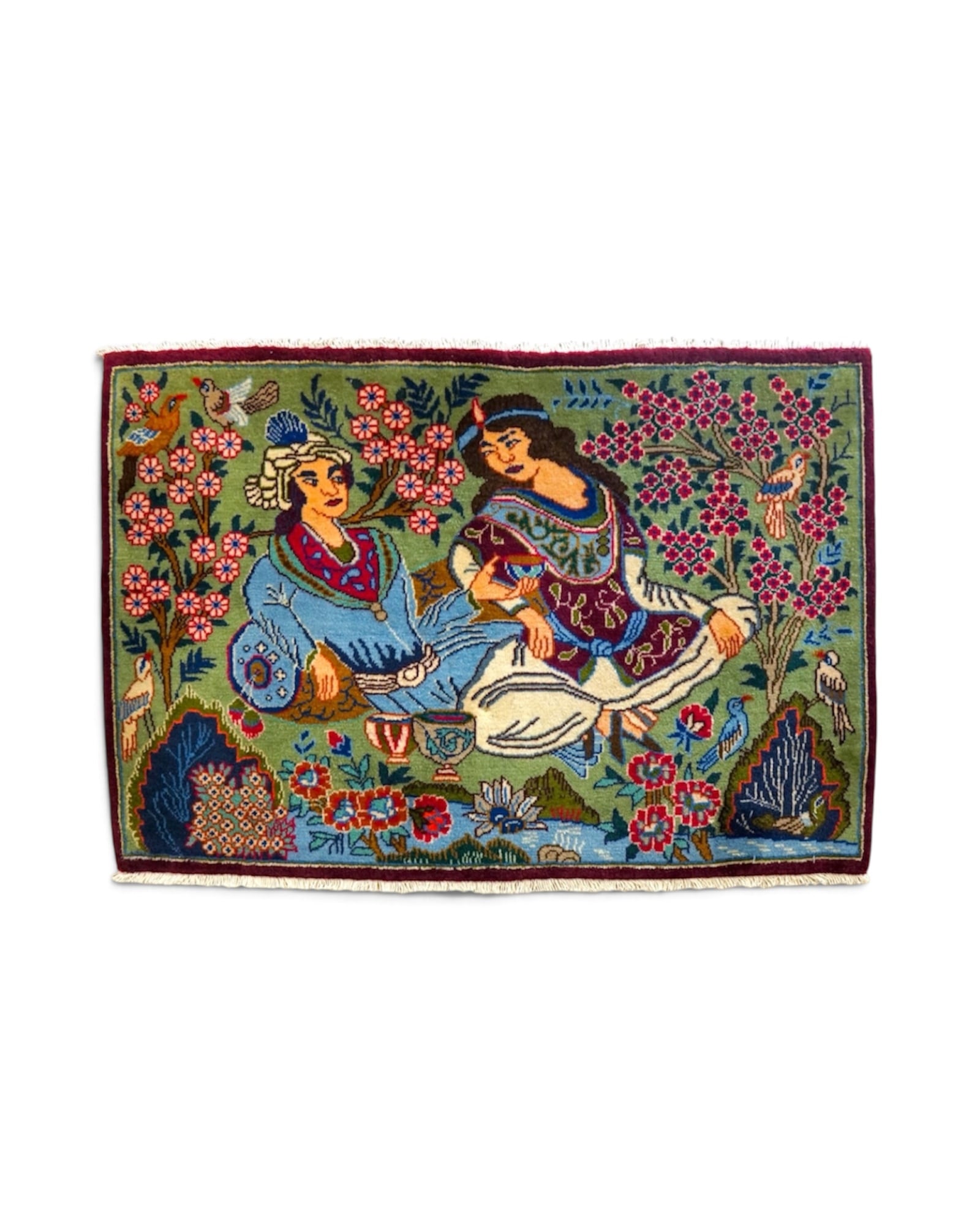 ペルシャ手織り絨毯 タブリーズ産 50RAJ 124×73cm｜ウール＆シルク