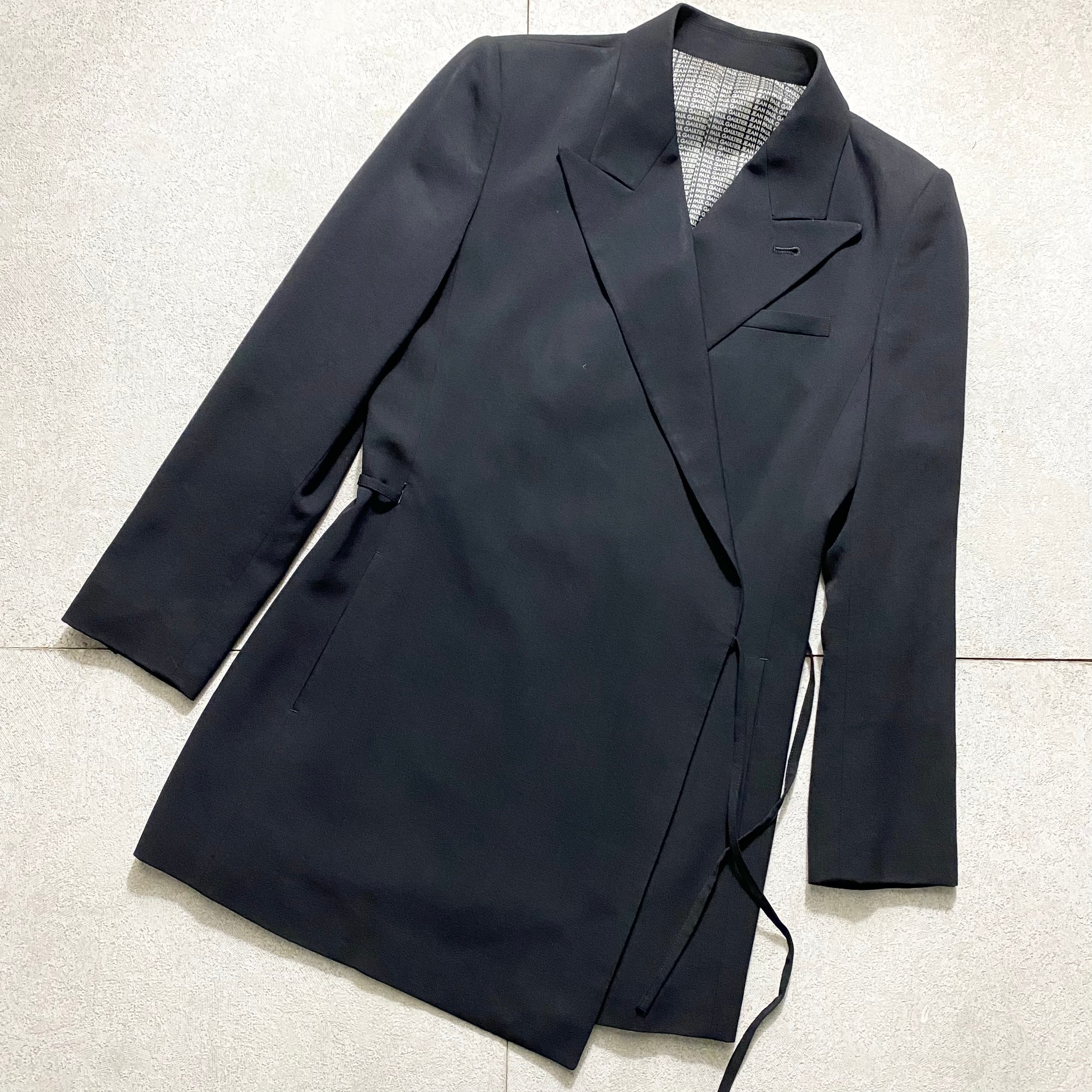 JEAN PAUL GAULTIER FEMME black wrap tailored jacket | NOIR ONLINE