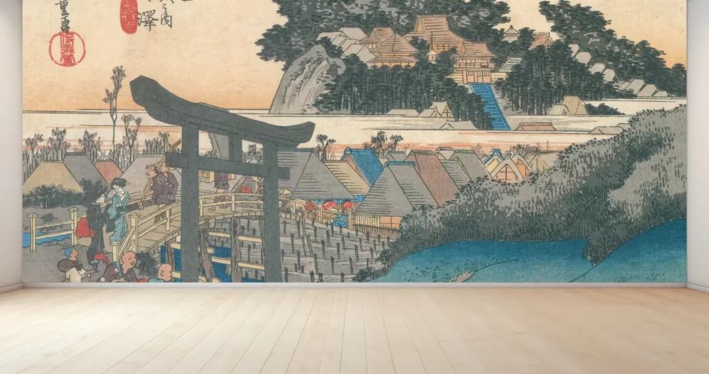 歌川広重 東海道五拾三次之内 藤沢 遊行寺 クロス 日本画 | PAY ID