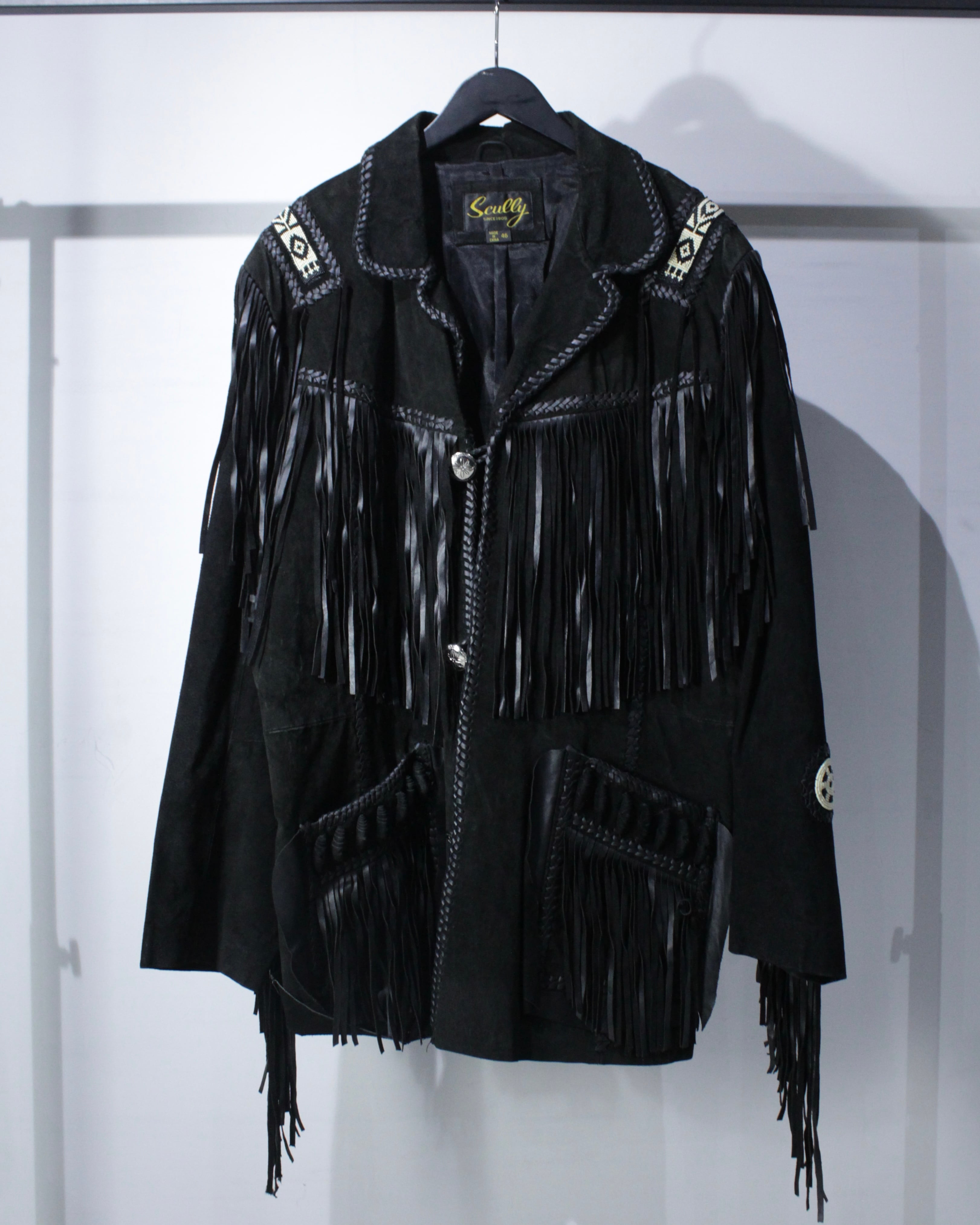 Caka BLACK】“Scully” Fringe Decoration Vintage Suede Leather