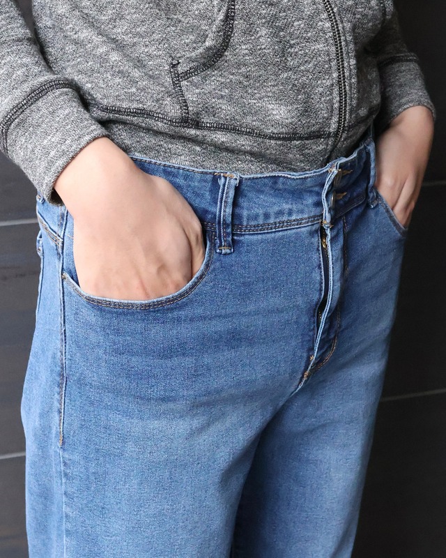 basic wide straight denim pants