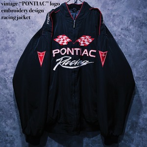 【 doppio】vintage “PONTIAC” logo embroidery design racing jacket
