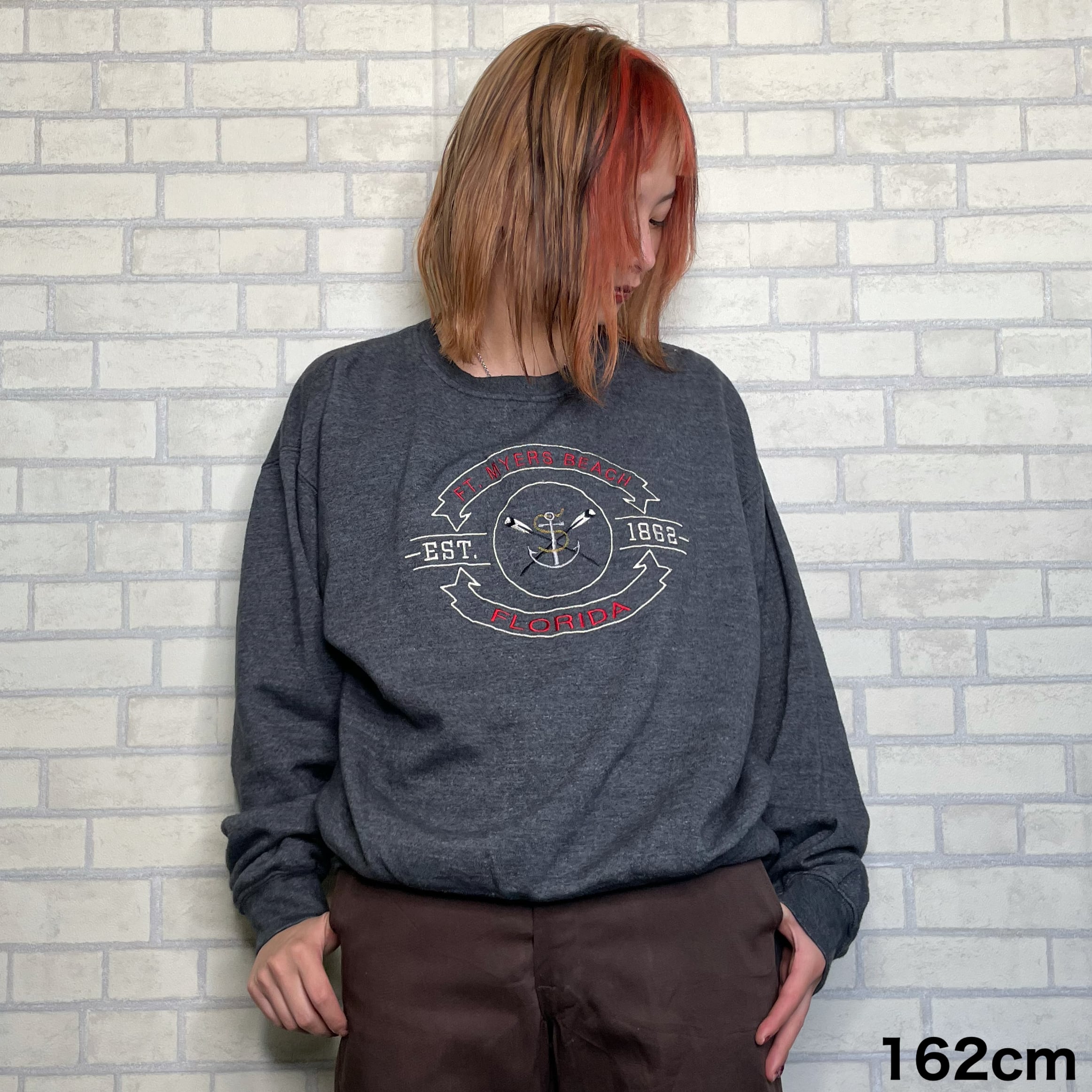 PACIFIC & CO. スウェット L チャコールグレー フロントフル刺繍 PACIFIC & CO. スウェット L チャコールグレー フロントフル刺繍