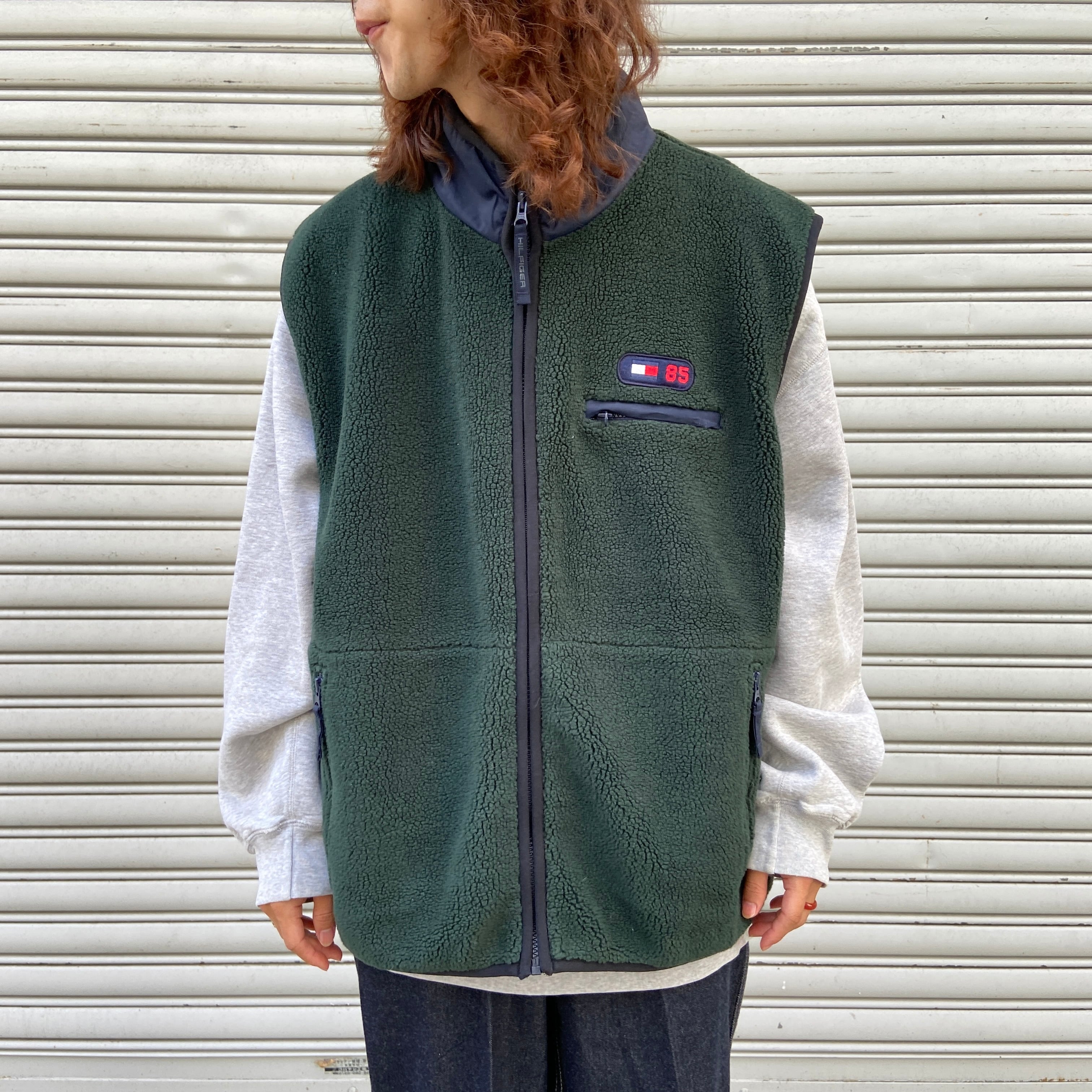 F989【L.L.BEAN】U.S.A製フリースベスト【2XL】グリーン