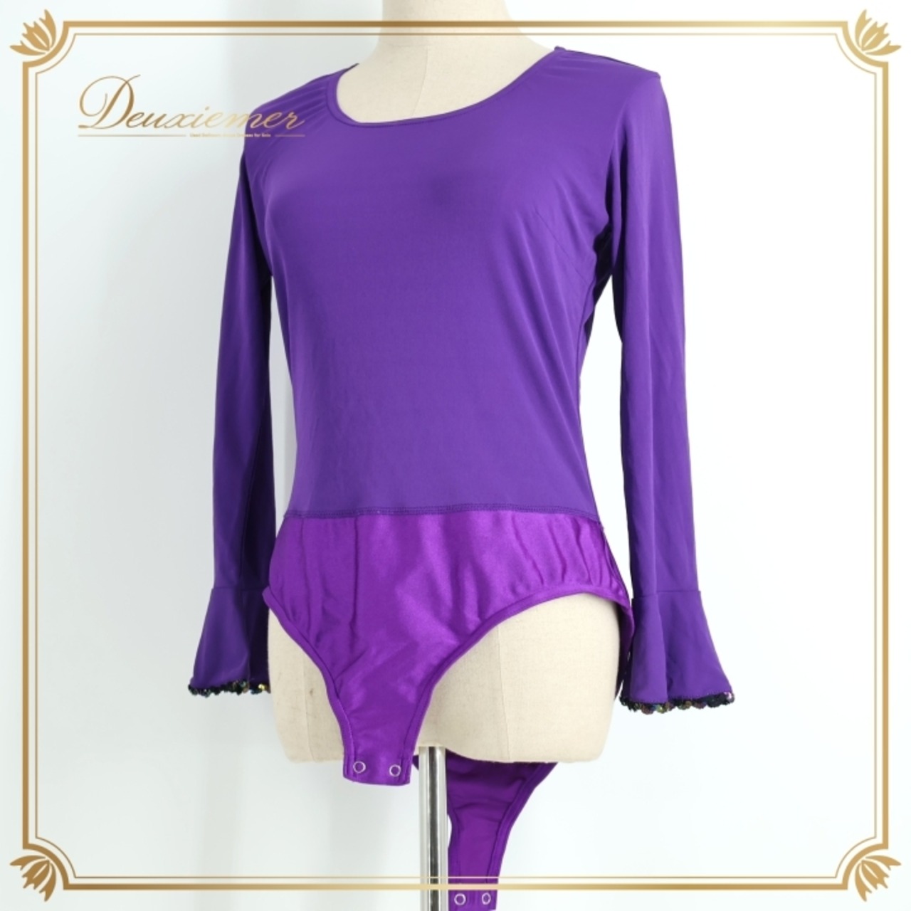 社交ダンス 衣装 レオタード Chacott チャコット パープル系 トップス 紫 鮮やか レッスン 練習 スパンコール 伸縮 ストレッチ 華やか シンプル 日本製