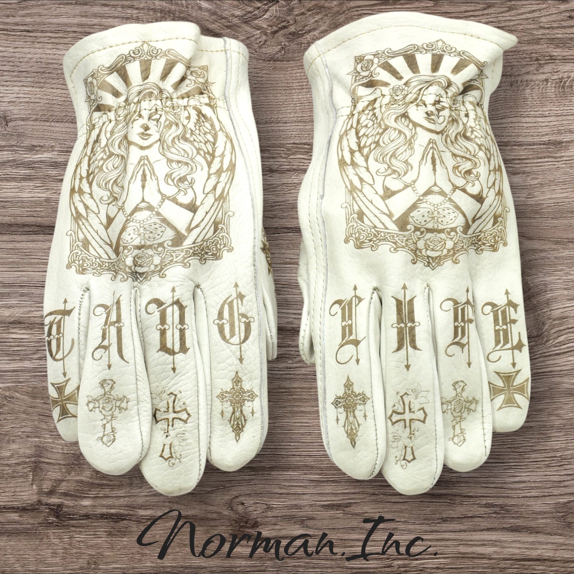 牛革 レザーグローブ ホワイト 白 アメリカン バイク ハーレー