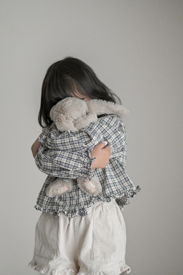 ［即納］Rii. check frill blouse