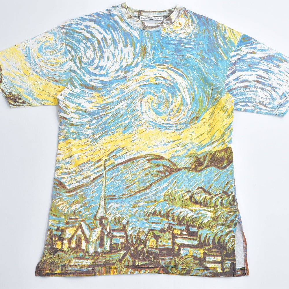 90s~ Homme et Femme ゴッホ 星月夜 総柄 アート 全面プリント 90s~ Homme et Femme ゴッホ 星月夜 総柄 アート 全面プリント