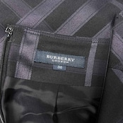 BURBERRY LONDON バーバリー ロンドン 斜め チェック柄 フレア スカート サイズ 38 /ブラック×ネイビー/シルク混/三陽商会