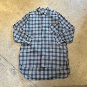EUROPE VINTAGE COTTON CHECK GRANDPA SHIRT