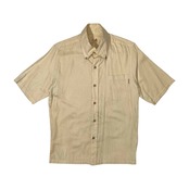 MANGO マンゴ 総柄 半袖 ボタンダウン シャツ かりゆしウェア サイズ M /ベージュ/沖縄