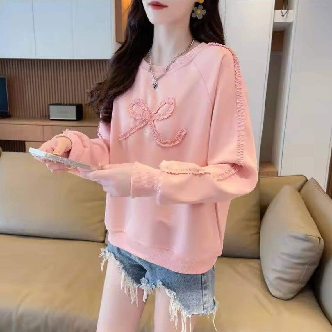 フリルリボンスウェット