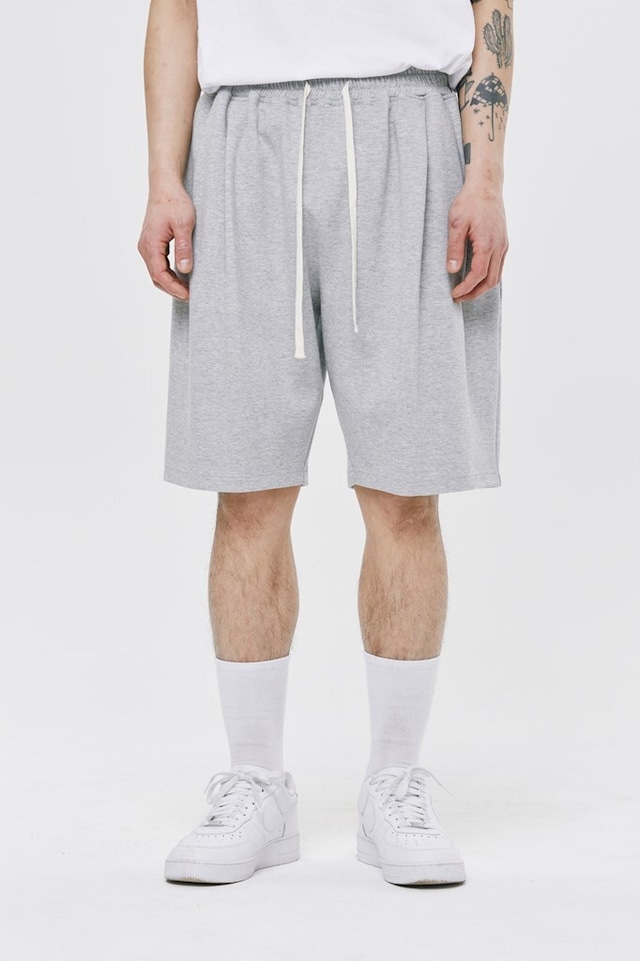 COTTON PINTUCK SHORTS_GREY