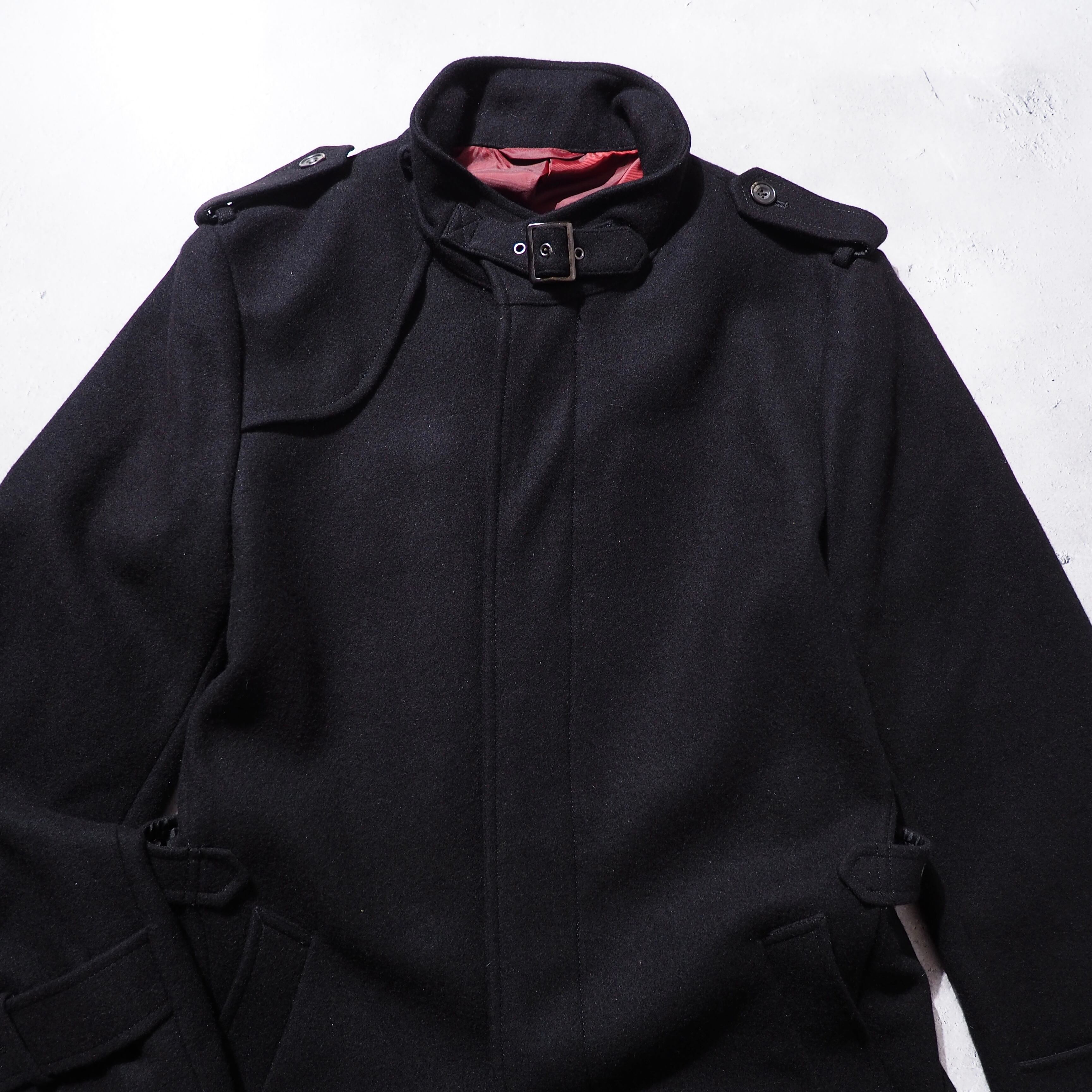 2000s ” PERSON'S ” deformation silhouette design Black wool coat