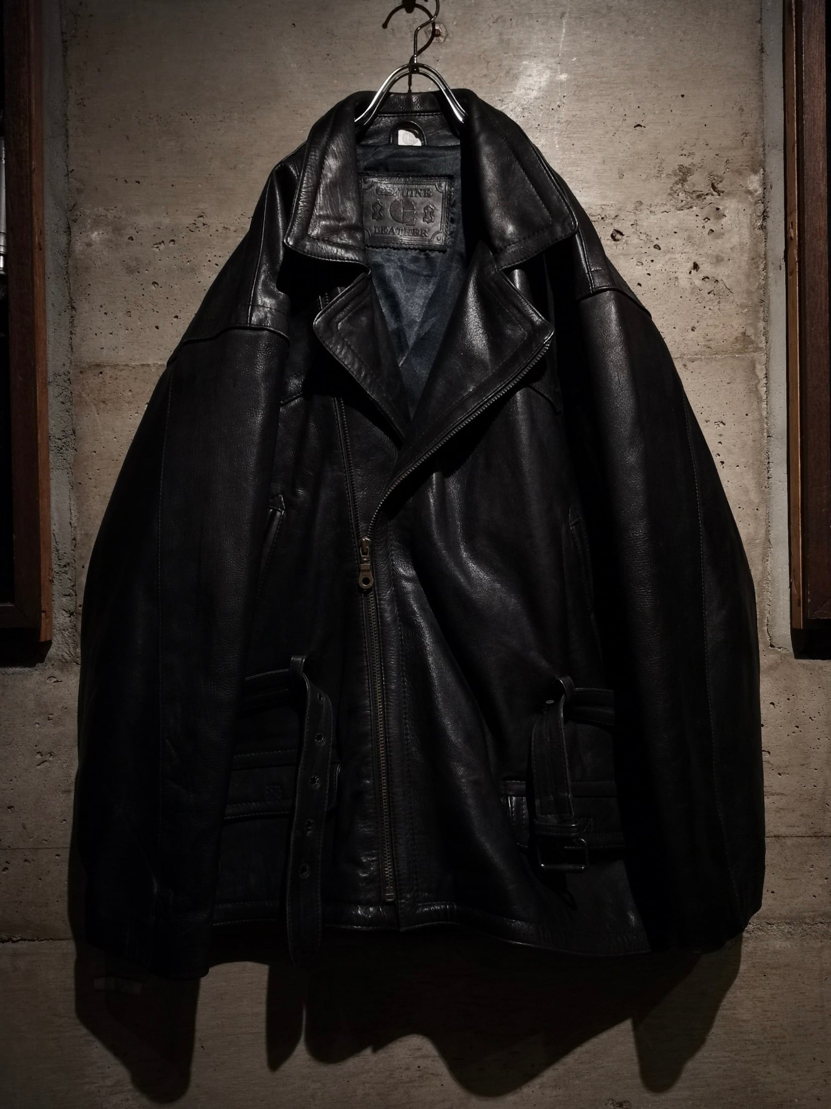 Caka】Special Vintage Leather Western Gimmick Loose Double 