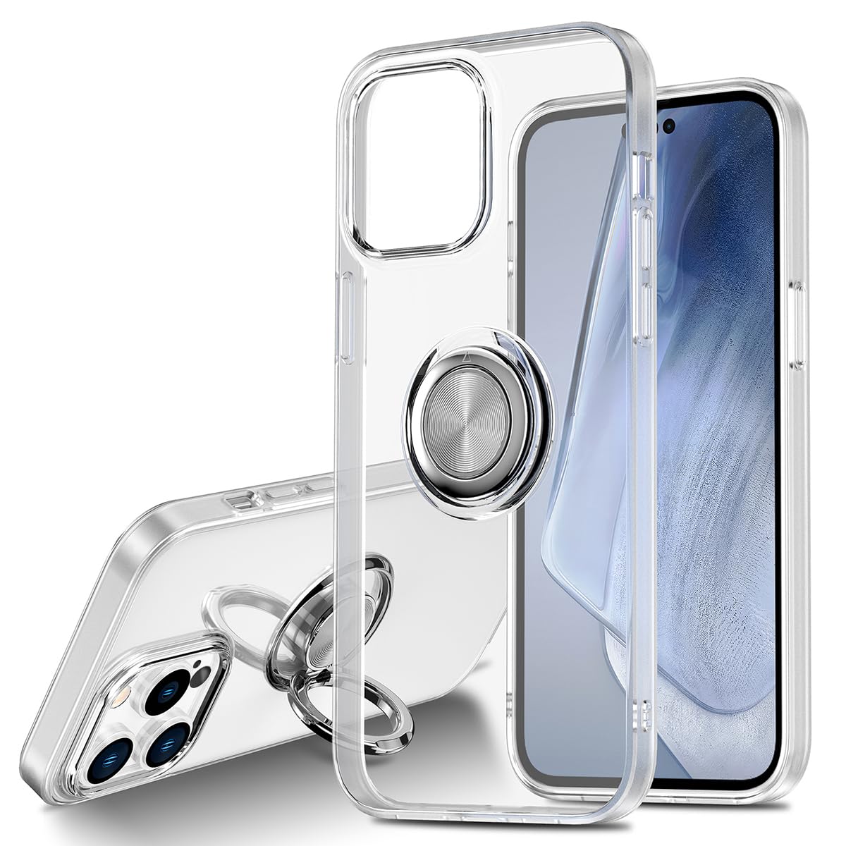 【在庫処分】MuZiF iPhone15 Pro Max 用 ケース リング付き クリア 薄型軽量 耐衝撃構造 全面保護 黄変防止 擦り傷防止 透明柔らかいTPU アイフォン15 Pro Max 用 カバー クリアケース(iPhone15 Pro Max 6.7クリア)