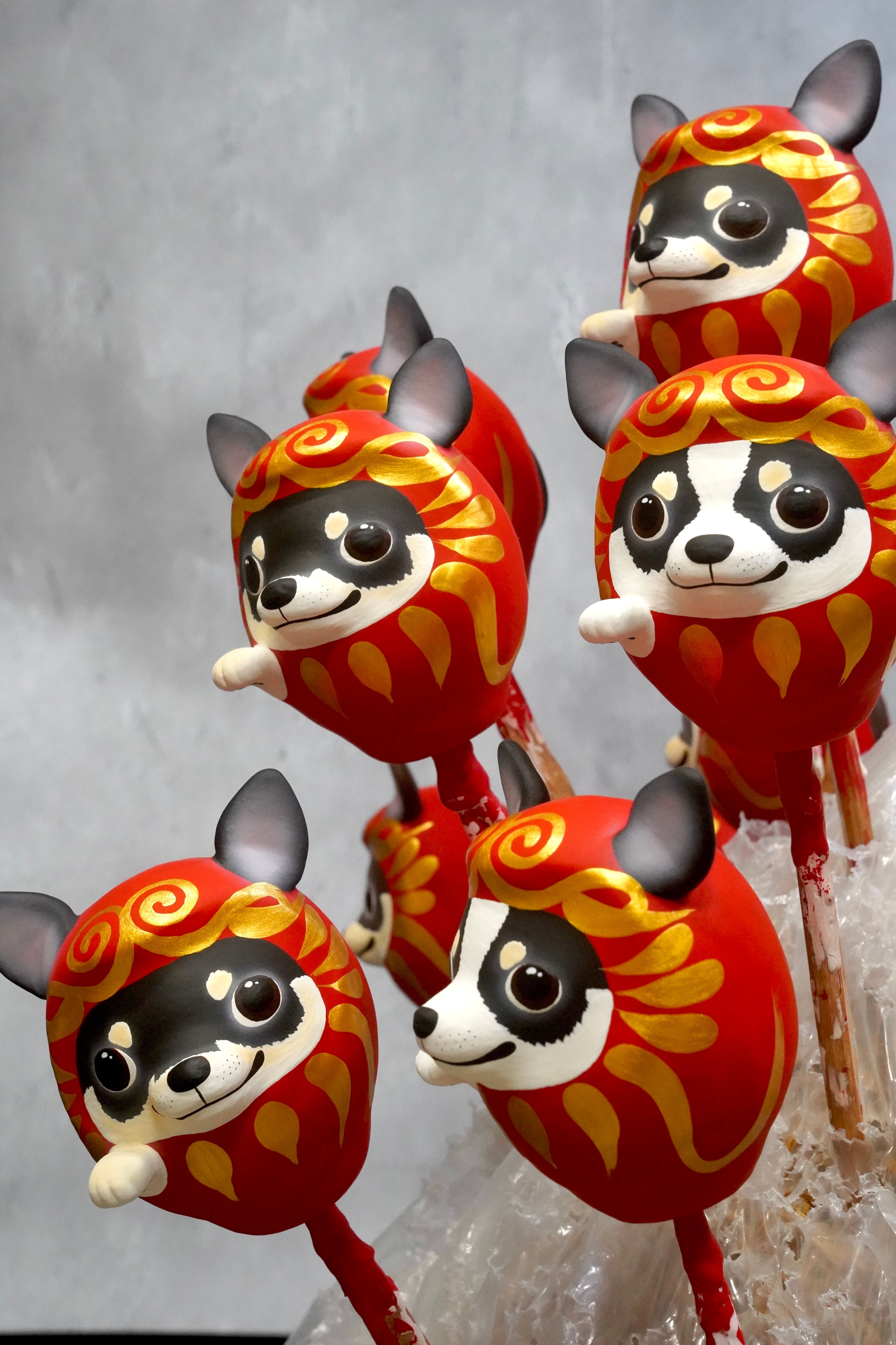 チワワだるま【ブラック＆ホワイト】右手 | だるま屋 るもん