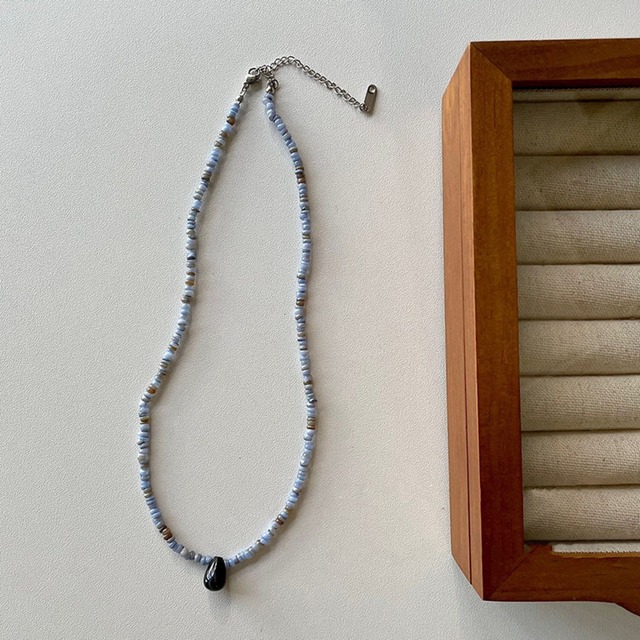 Meetagainレトロな青紫の天然石ネックレス