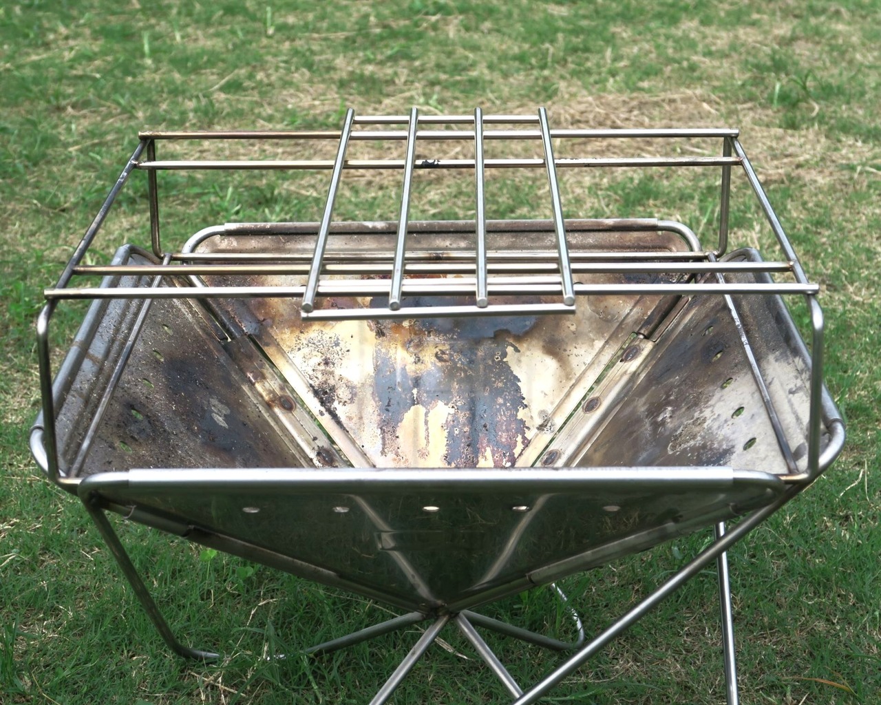 スノーピーク焚火台L対応　エンベリ座  簡易グリルブリッジL ＆ ベーシックロストル “LS”　ステンレスセット