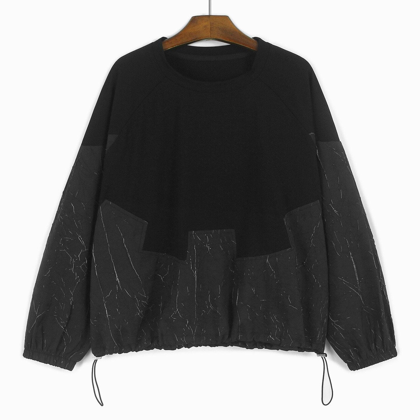 DRAWSTRING FOIL HEM LONG SLEEVE T SHIRT M-14522