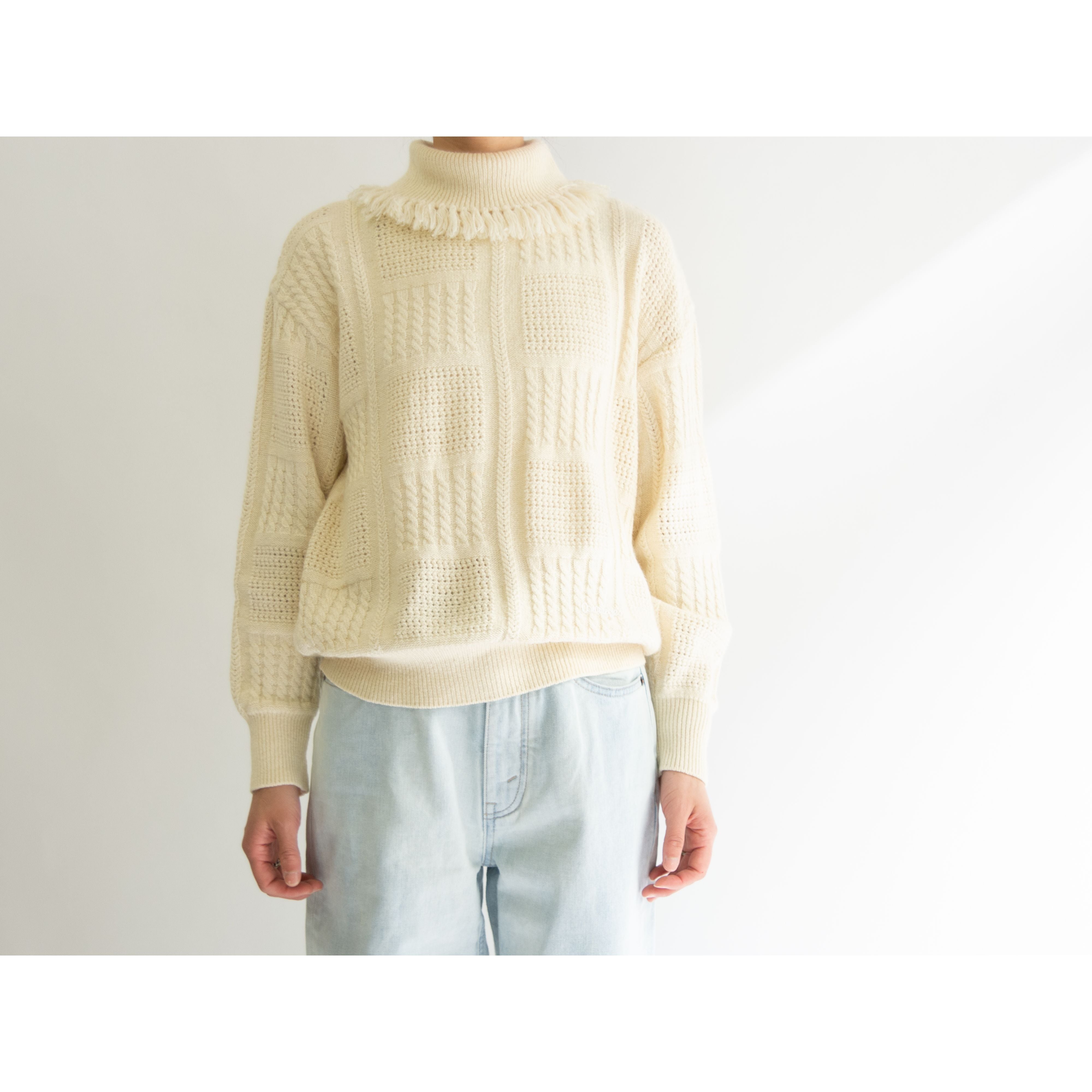 Courreges】Silk-Wool-Acrylic-Nylon High Neck Sweater（クレージュ