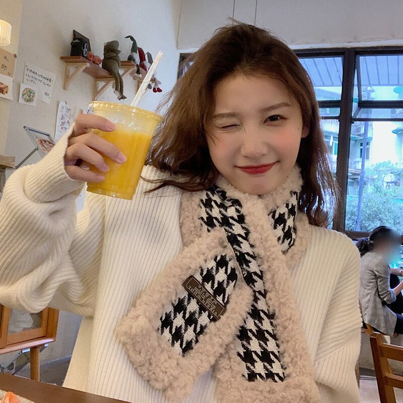 格子柄レオパードスカーフ ウィンターオータムクロス 秋物 冬物 ブラック・アイド・ピーズ89827689360