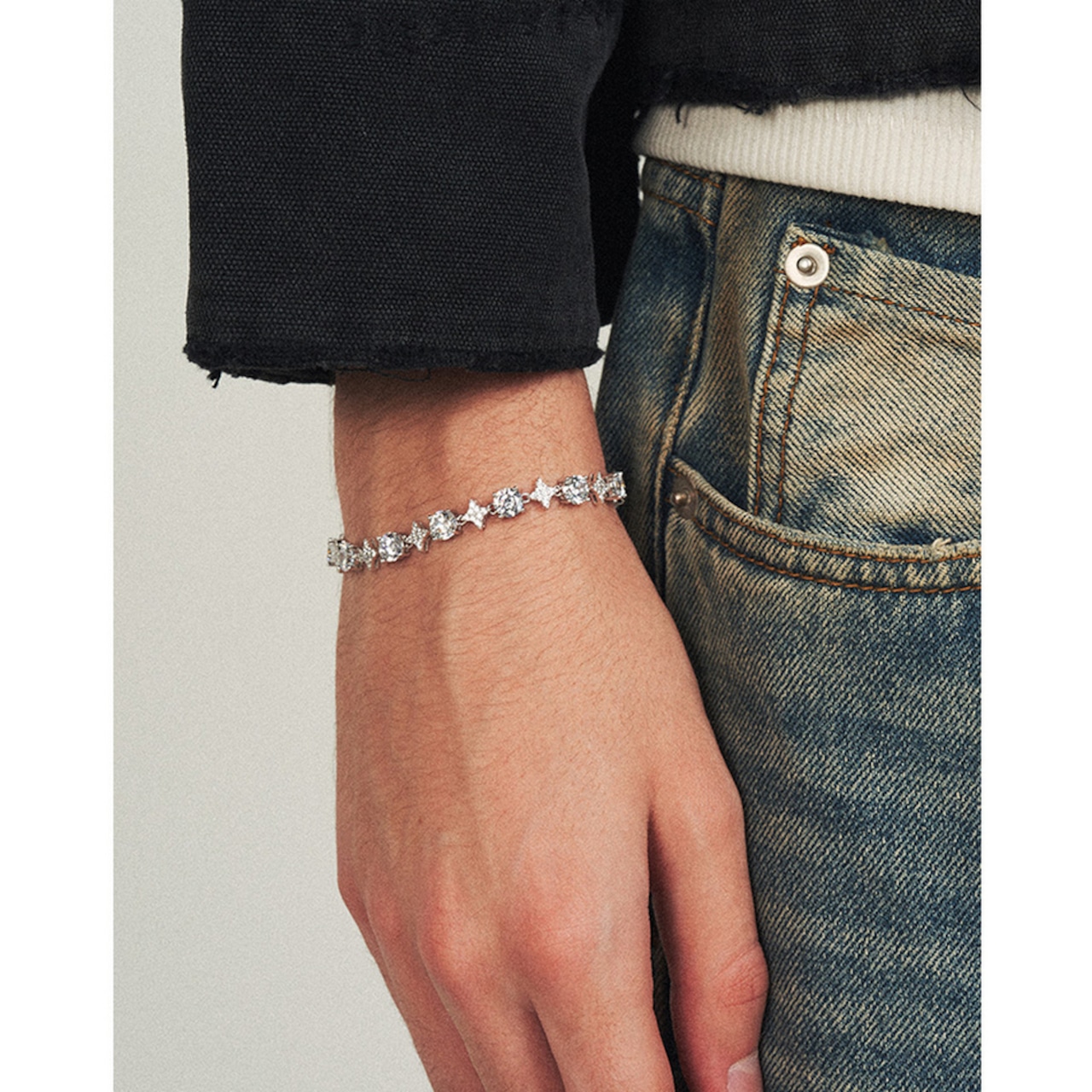 2色 6mmスタージルコン ブレスレット W227